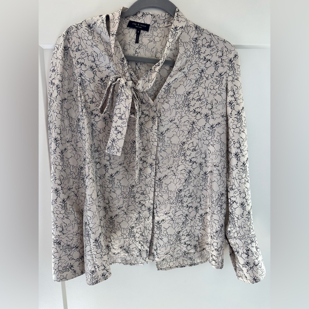 Rag & Bone Cream and Black Floral Blouse